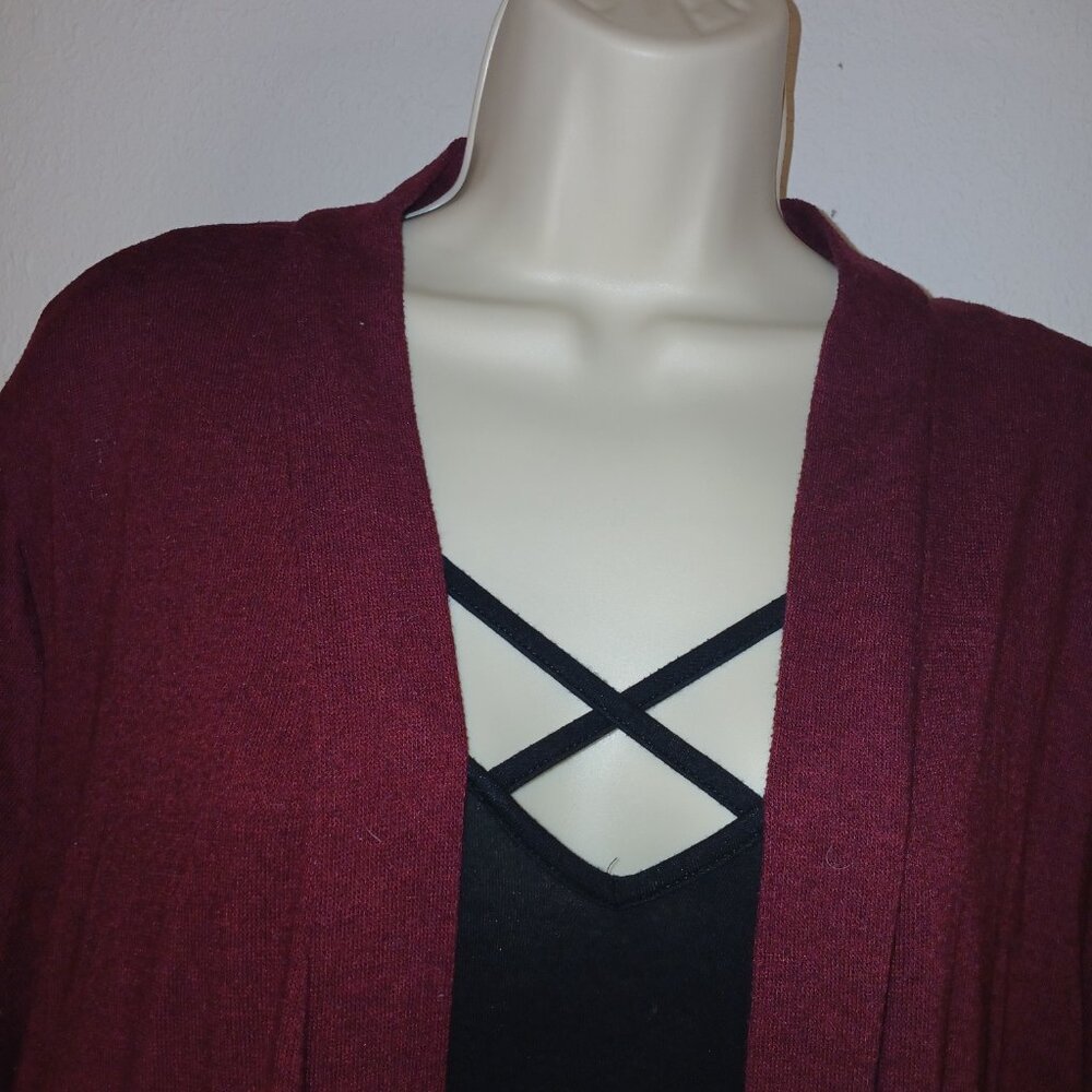 UEC Zenana Outfitters Maroon Long Sweater Duster with pockets size 3X - Picture 8 of 9